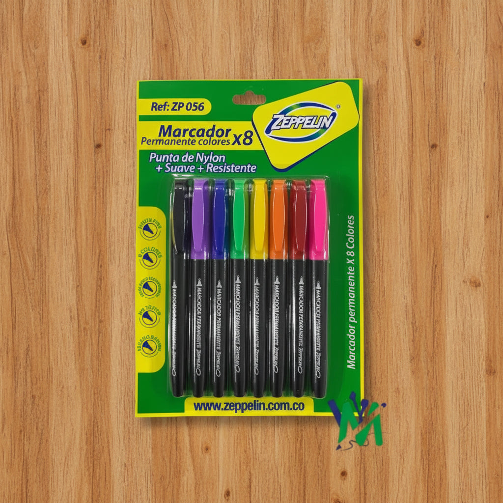 Marcador Permanente Colores Zeppelin x8 | CD 4715