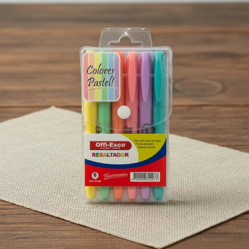 Resaltador Offi Esco x6 Pastel/Fluorescente | CD 060973