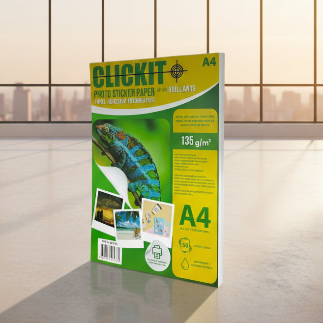 Papel Fotográfico Adhesivo Clickit 135gr x50 | CD 050847